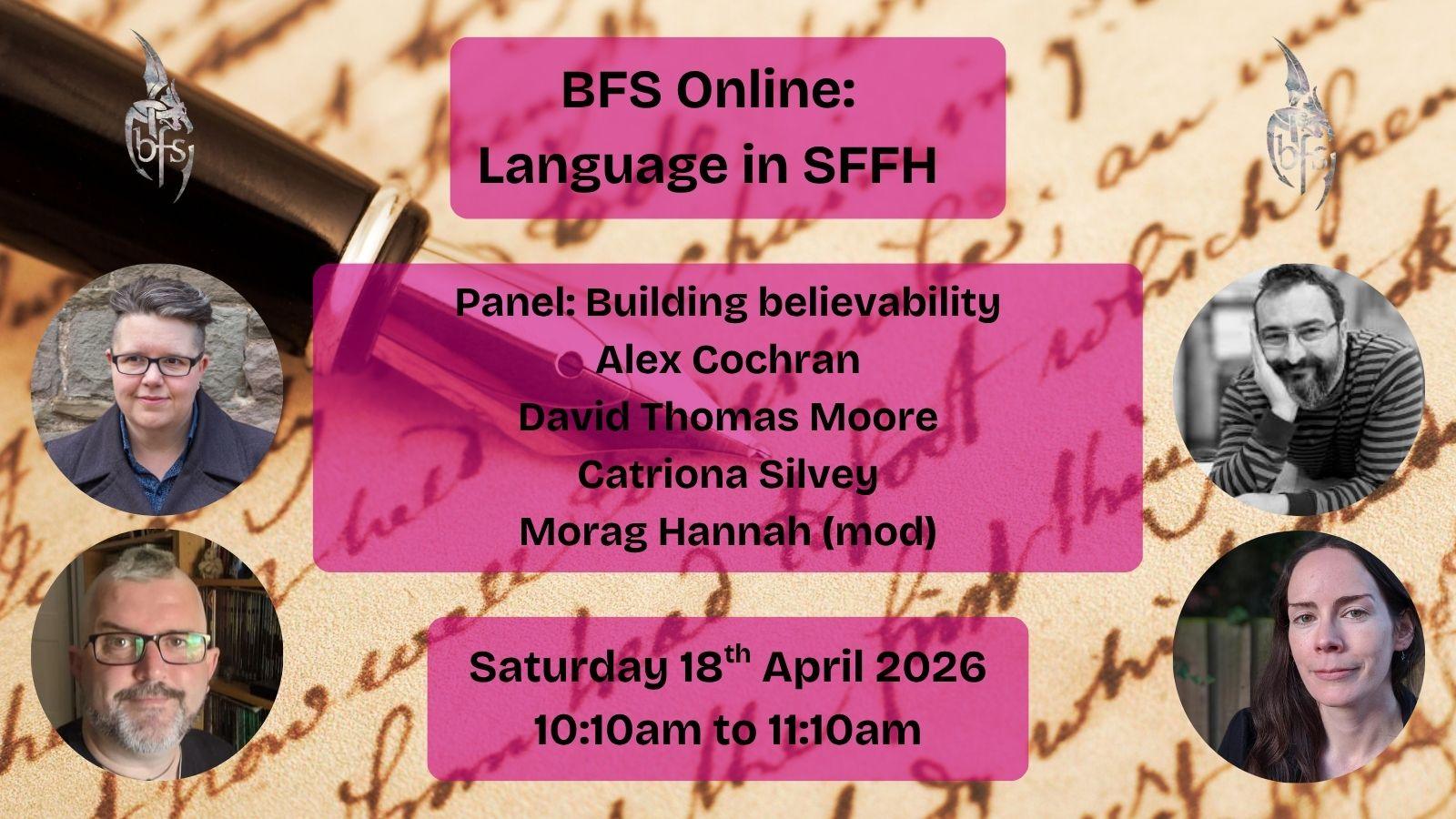 Image promoting 18th April BFS language panel event